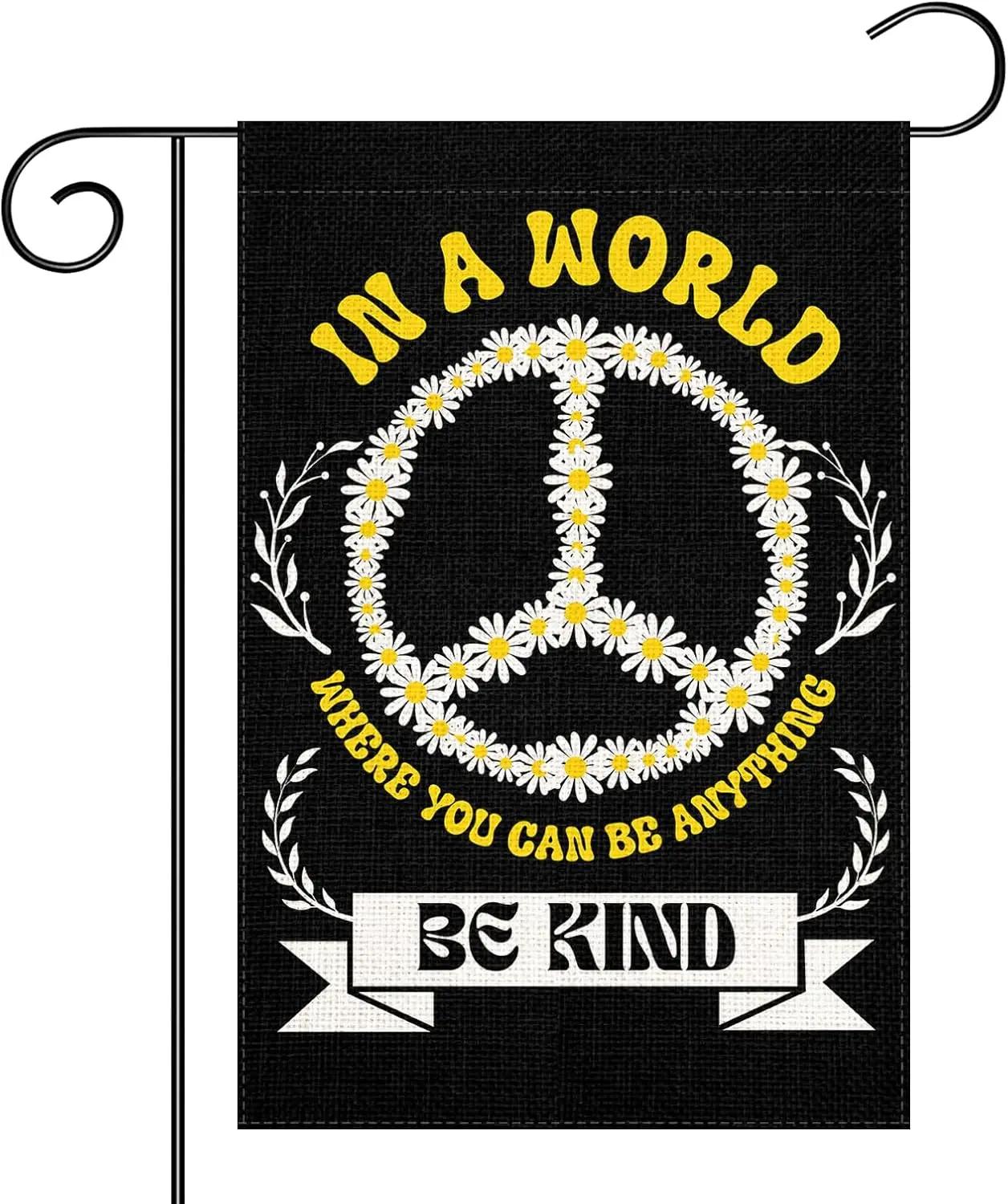 Be Kind Pride Rainbow Garedn Flag 12x18 Inch Flower Double Sided Burlap In A World Where You Can Be Anything Pride Flag for  ZZM