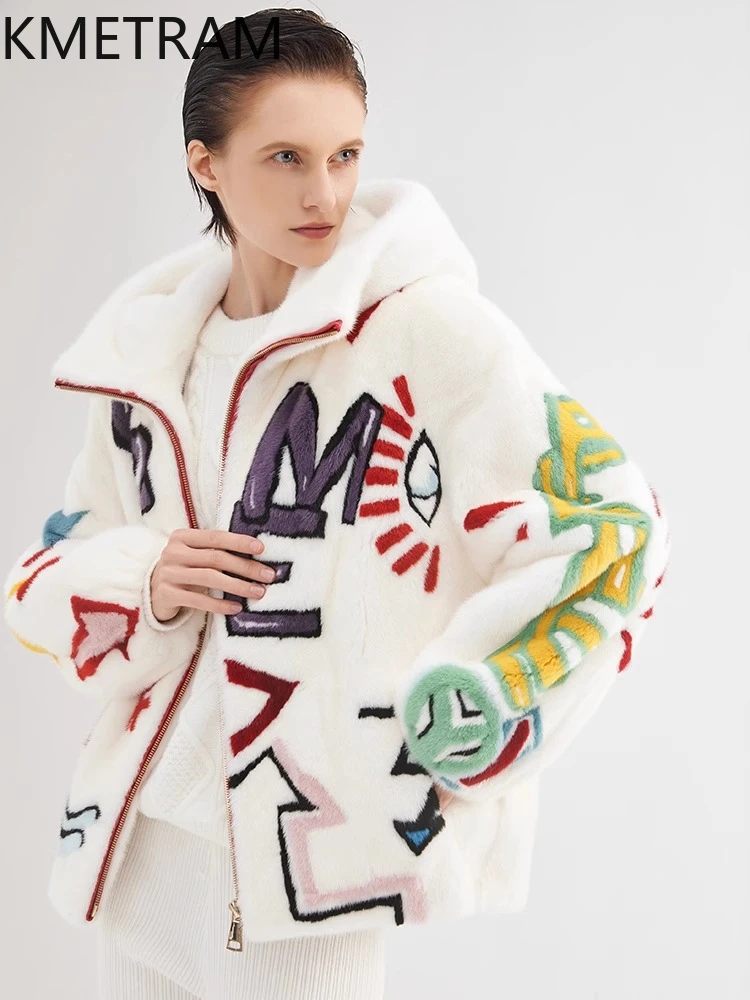 เสื้อแจ็คเก็ตขนมิงค์แท้ 100% สำหรับผู้หญิง เสื้อโค้ทขนสัตว์แท้สีขาวสุดหรู พร้อมฮู้ด เสื้อโค้ทฤดูหนาวคุณภาพสูง เสื้อผ้าผู้หญิง 2025 Fourrure