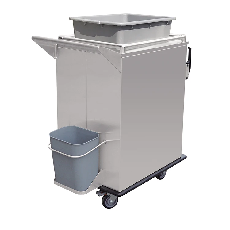 Plastic Restaurant Service Cleaning Kitchen Serving Trolley Cart Dish Food Collection Trolley With Box Rolling Utility Carts