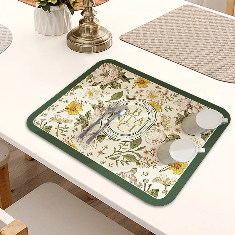 Cross-Border New Arrival Solid Color Diatom Ooze Water-Absorbing Quick-Drying Coaster Kitchen Water Draining Pad Non-Slip Wear-R