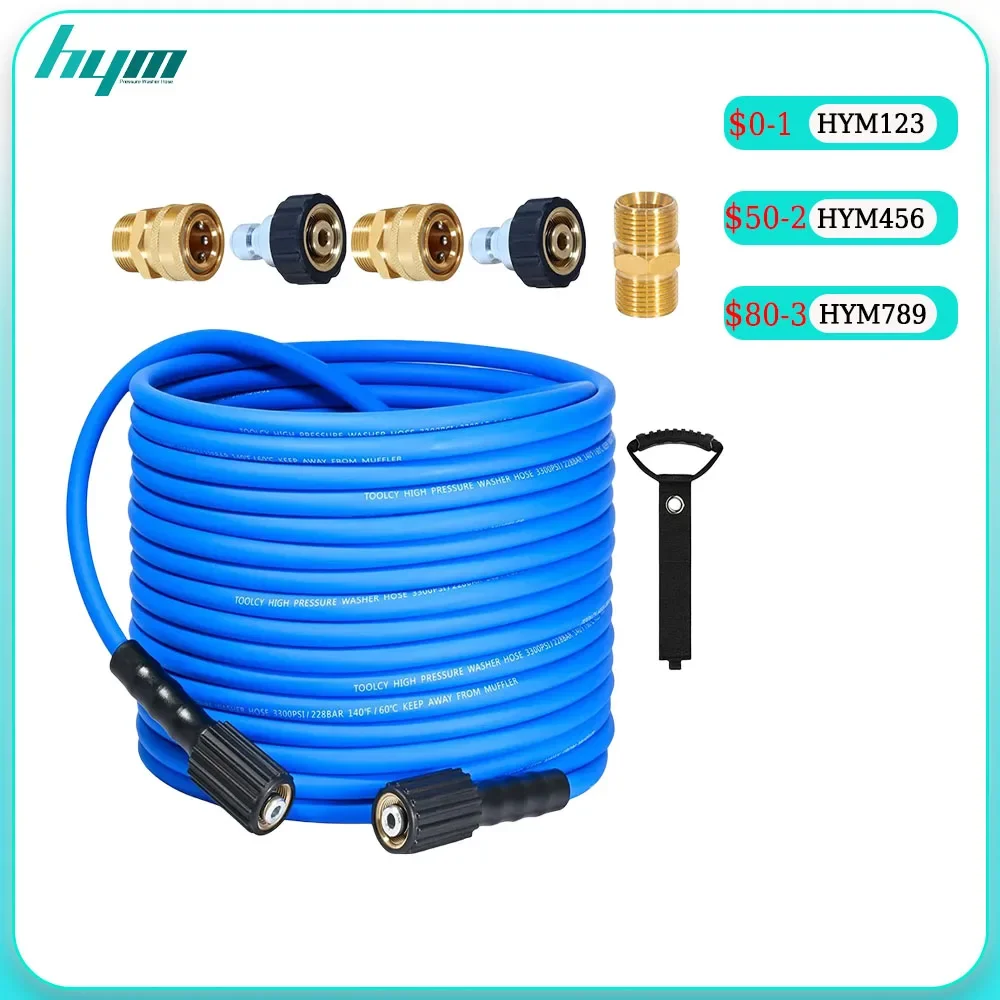 

Super Flexible Pressure Washer Car Wash Water Cleaning Hose Pipe Cord Kink Resistant Power Washer Hose M22 3/8" Quick Connection