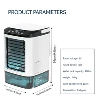 Climatiseur portable de bureau, ventilateur froid avec lumière d'ambiance colorée, refroidisseur d'air évaporatif avec compartiment à glace, 3 vitesses de vent 6