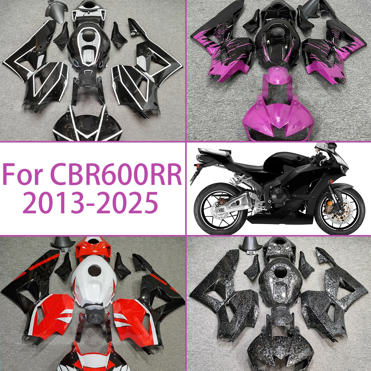 

Motorcycle Fairings Fit For 2013-2025 Honda CBR600RR Custom Paint Scheme Pink Black Bodywork Set 13-25 CBR 600RR