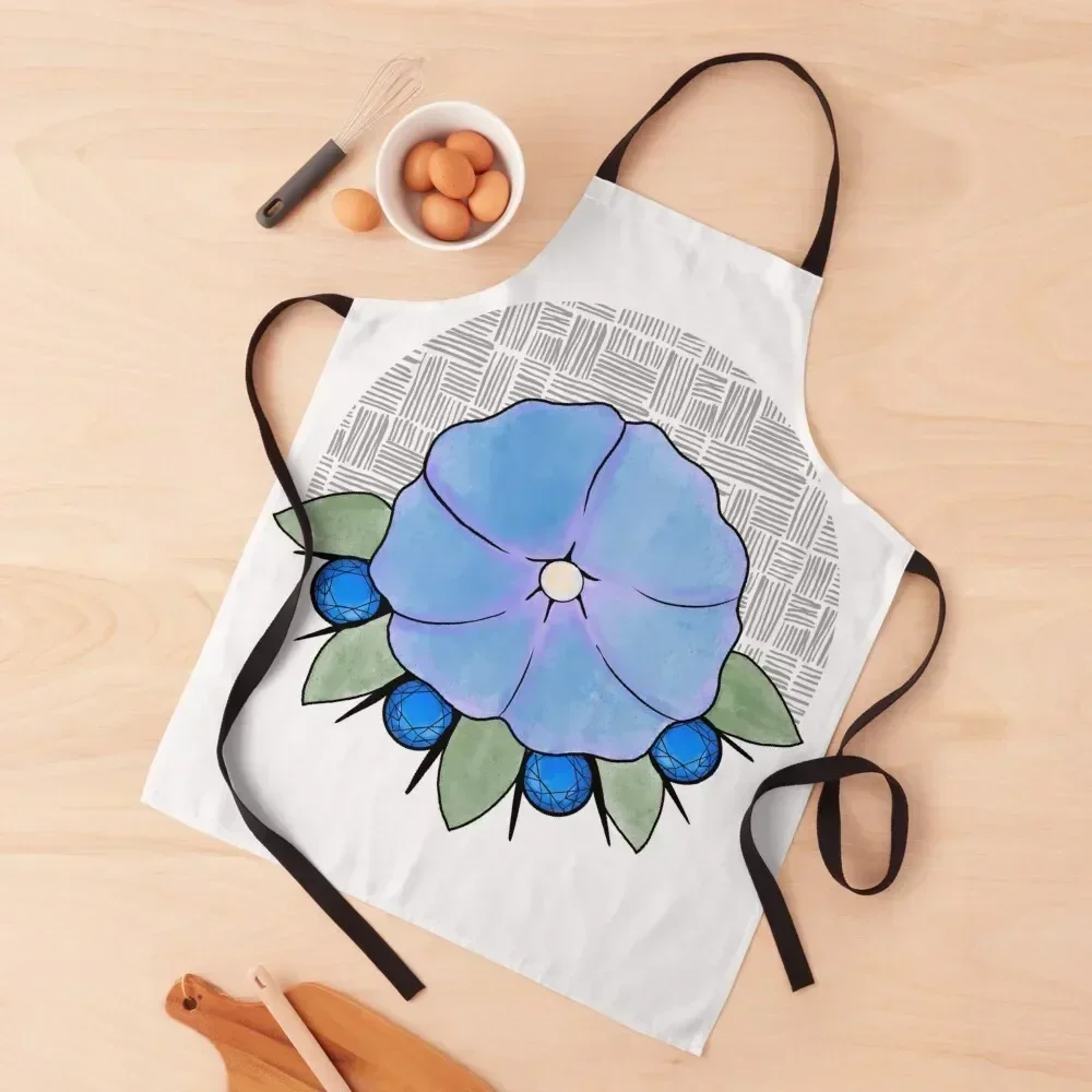 

Morning Glory and Sapphire - September Birth Flower and September Birthstone Apron work ladies Women Kitchen Apron