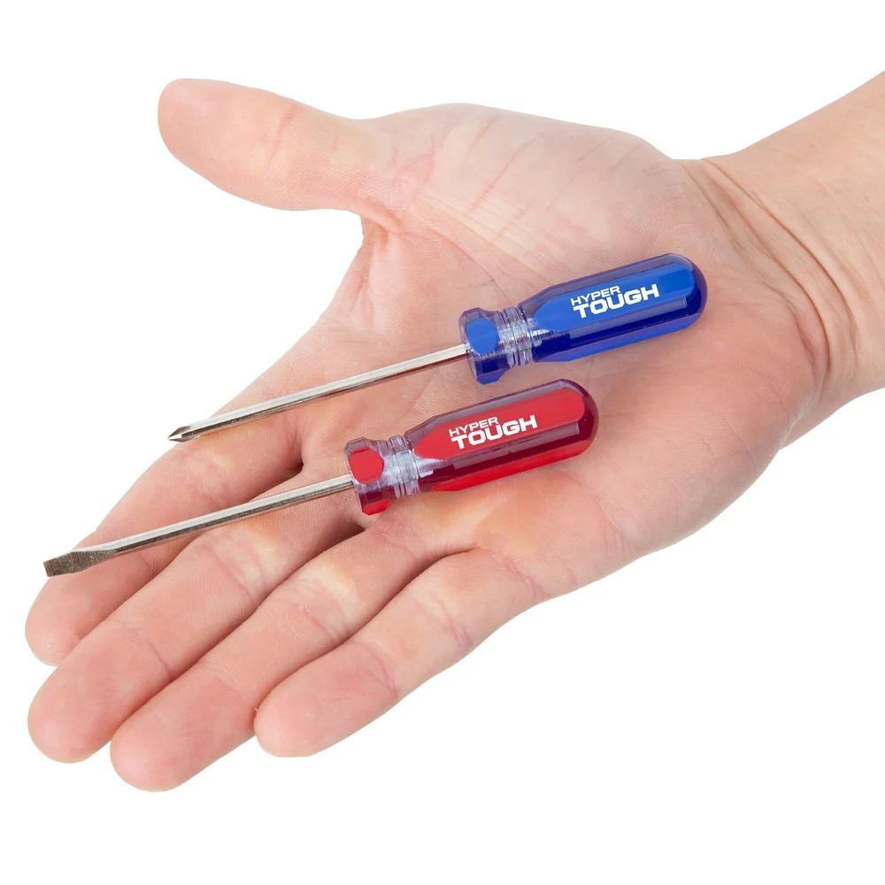 3 Pack Mini Pocket Screwdriver Set 4.5 Inch Acetate Handle Color Coded Rust Resistant Heat Treated Carbon Steel Blades
