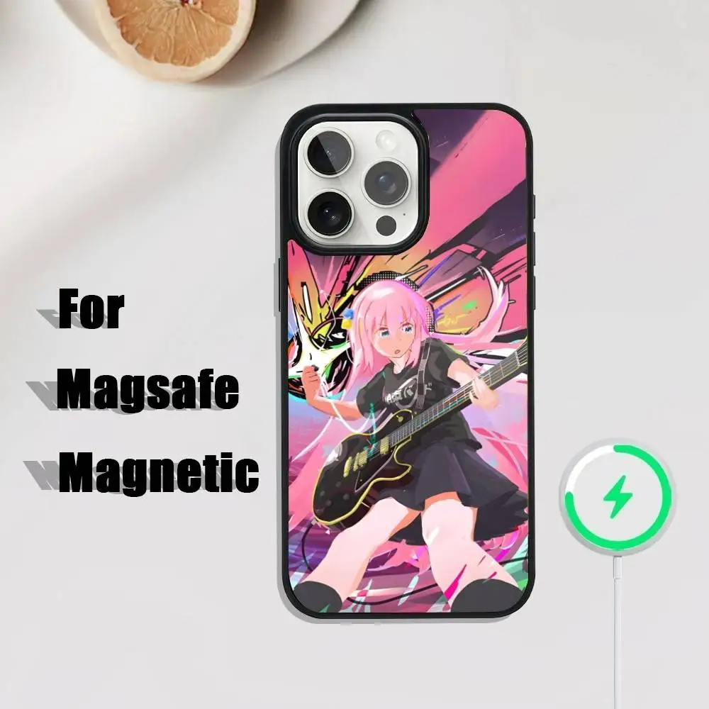 حافظة هاتف B-Bocchi-the-Rock أنيمي لهاتف iPhone 17,16,15,14,13,12,11,Pro,Max,Plus,Mini,SE4,E شحن لاسلكي Magsafe مغناطيسي