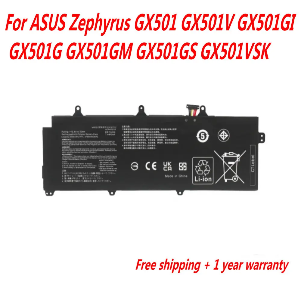 

15.4V 50WH C41N1712 Laptop Battery For Asus Zephyrus GX501 GX501V GX501GI GX501G GX501GM GX501GS GX501VSK