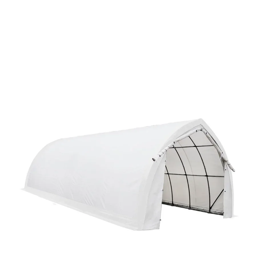 Refugio de almacenamiento para techo con pico de pared de arco de 20' x 40' con cubierta de PVC resistente de 17 oz para conducir a través de puertas TMGST2041PV anterior (ST2