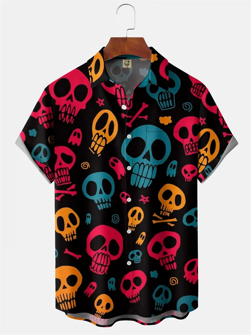 Hip-hop Halloween Cute Ghost 3D Print Shirts For Men Clothes Women Fashion Cool Short Sleeve Lapel Shirt Blouses Halloween Shirt