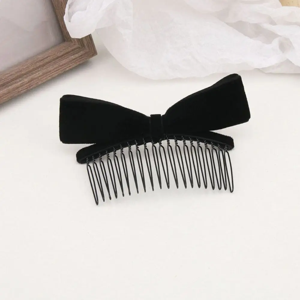Creative Hair Comb Bow Hairpin Red Cloth Velvet Bowknot Hair Clip Side Clip Korean Style Headwear Girl