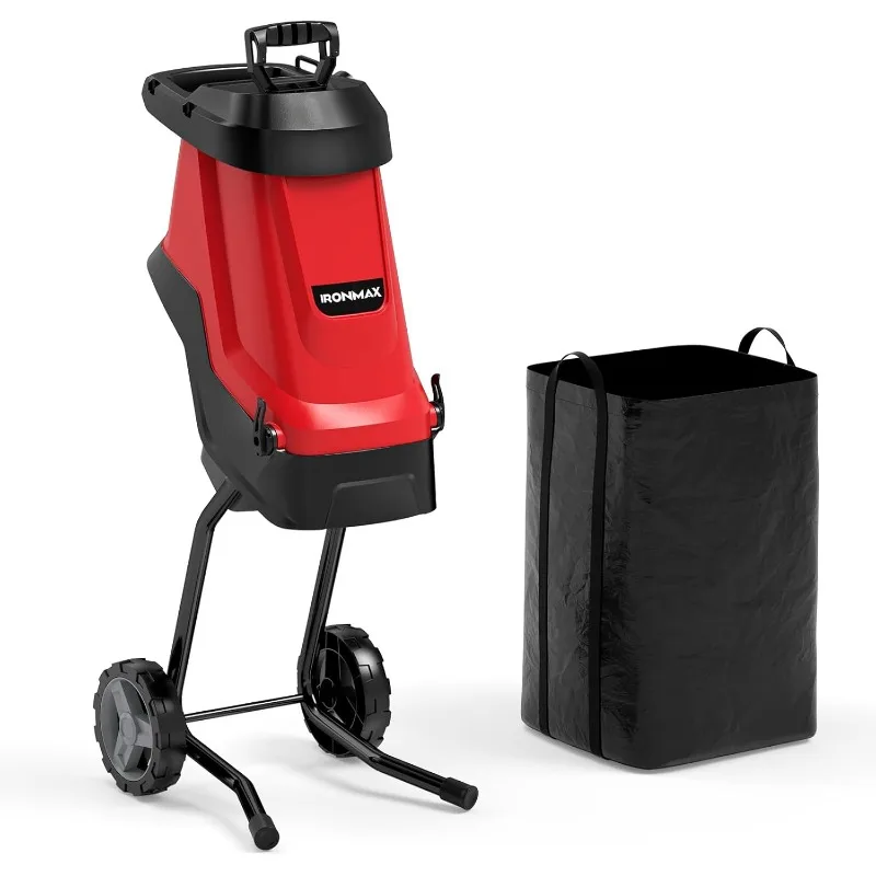 

Goplus 15-AMP Electric Wood Chipper and Shredder, Leaf Mulcher with Wheels, Safety Locking Knob, Collection Bag