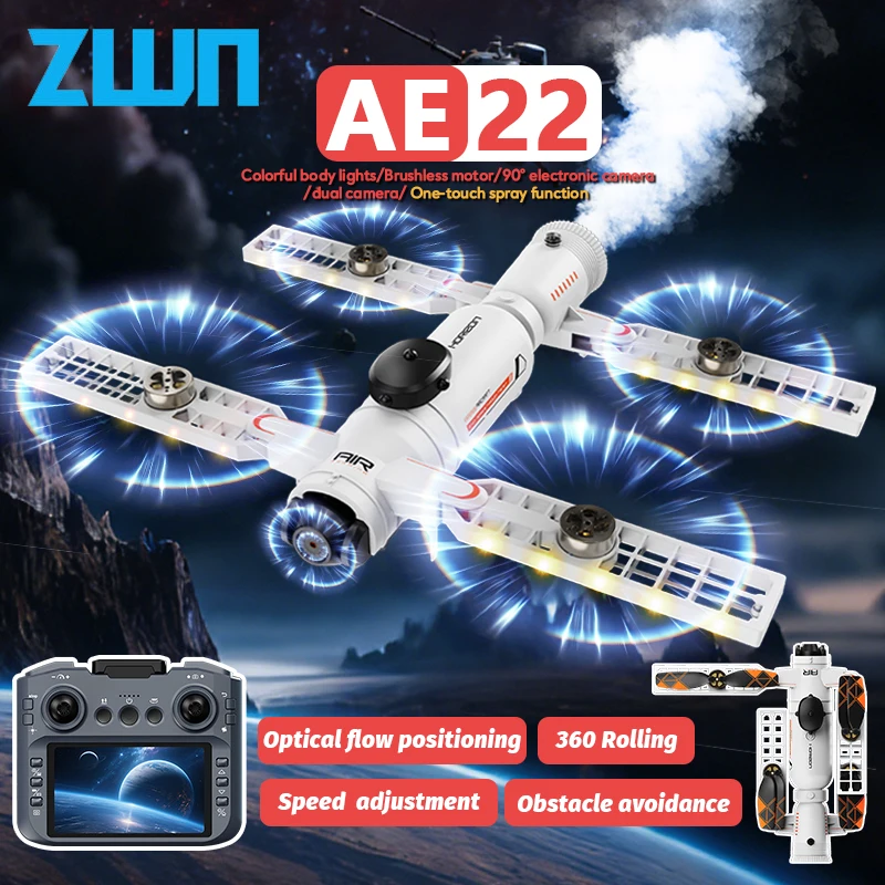 AE22 Drone With HD Dual Camera 5G WIFI Spray Screen Remote Obstacle Avoidance FPV Brushless Optical Flow RC Quadcopter