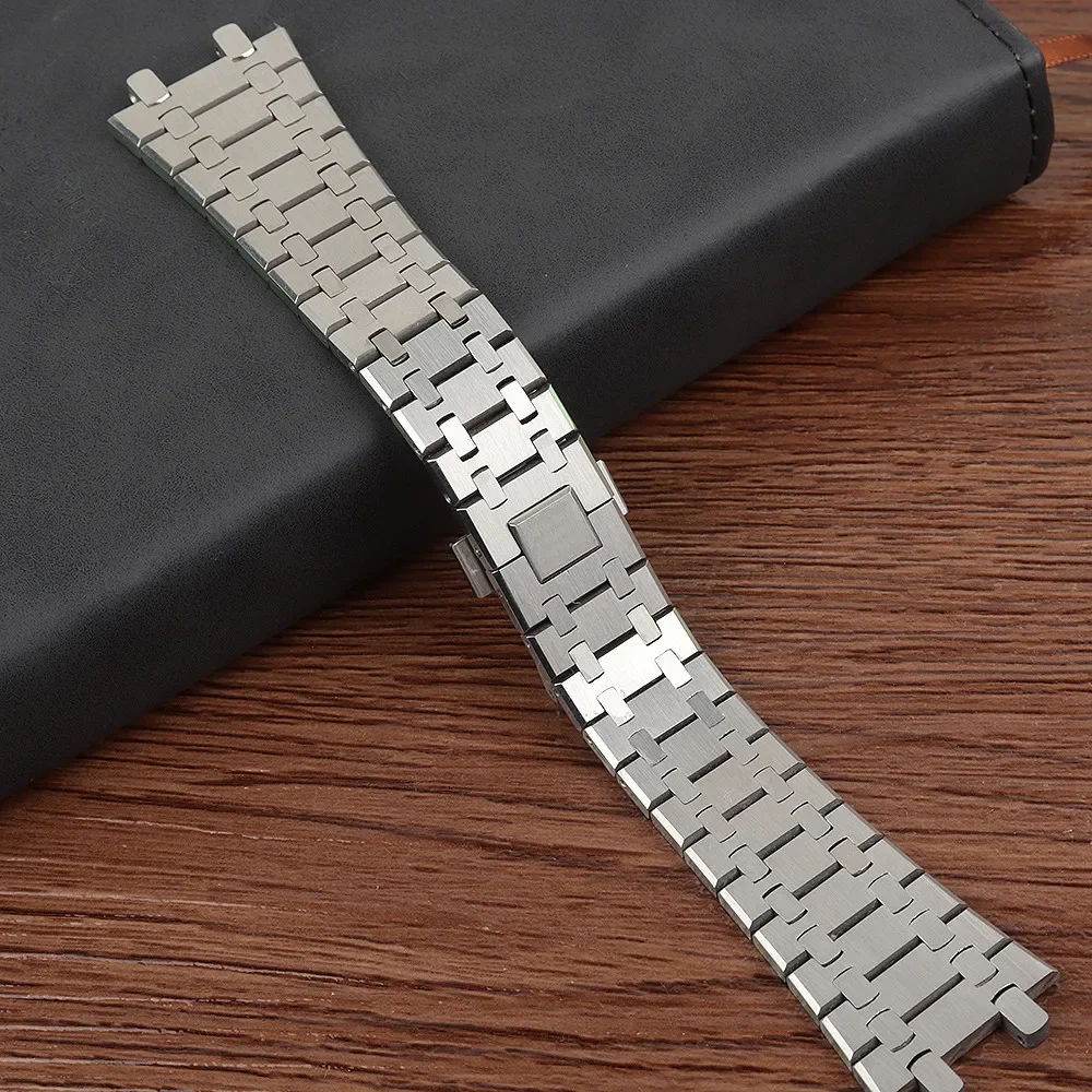 26mm 28mm  Silver 316L Stainless Steel Bracelet For AP 15400 Audemars Piguet Royal Oak Strap Men Watch Band