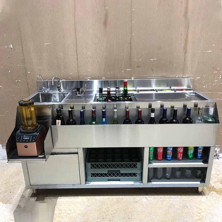 Hotel Kitchen Equipment Design Customized Cocktail Station Bar Counter Refrigerated for bartender ice well station