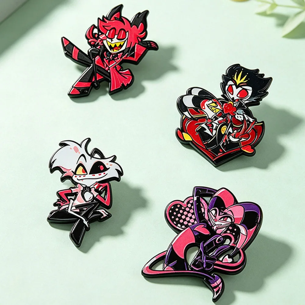 4-teiliges Set Cartoon-Dämon-Charakter Emaille-Pins, Niedliche Anime-Figur Metallbrosche, Anstecknadel für Kleidung, Rucksack, Dekoration, Schmuck, Geschenk – Detail 1