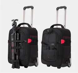 Trolley Camera Bag Waterproof Professional DSLR Camera Suitcase Bag On Wheels Video Photo Digital Camera Trolley Backpack