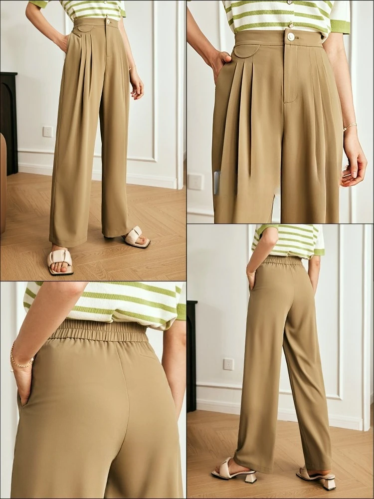 OLrain Summer Long Pants for Woman 2025 Office Ladies Slacks High-Waisted Comfort Straight Trousers Woman Clothes O23XK82351