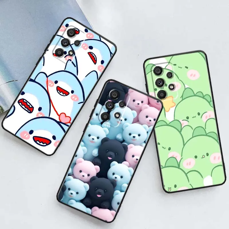 

Cartoon Animals Cute Phone Case For Samsung A73 A72 A71 A55 A54 A53 A52 A51 A13 A22 A16 A15 A12 A14 A26 A07 5G Black