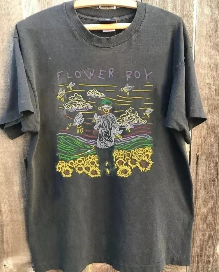

Summer Tyler The Creator Flower Boy Retro Charcoal Cotton T-shirt Unisex S-4XL European American Y2k Cotton Alphabet Pattern