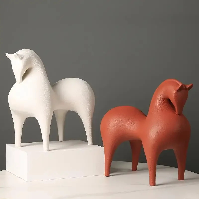 Modern Abstract Resin Horse Sculpture Ornaments Home Livingroom Entrance Statue Decoration Office Desk Figurines Accessories Art