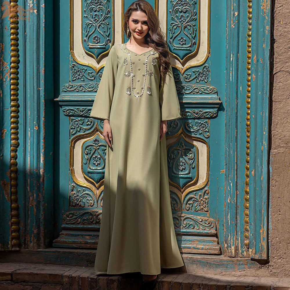 

Ramadan Eid Muslim Kaftan Abaya Damen Dubai Luxury Long Modest Dresses for Women Caftan Marocain Robe Djellaba Femme Musulmane