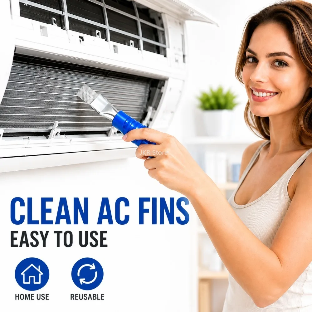 Reusable AC Fin Comb Cleaning Brush for Air Conditioner Coil Radiator Dust Removal Home Apartment Hotel Maintenance