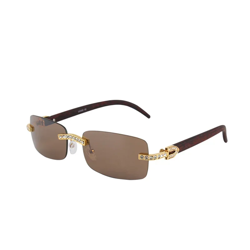 Kenbo Vintage Fashion New Brand Rimless Rhinestone Sunglasses Popular Diamond Metal Men Women Luxury Design Sun Glasses Unisex