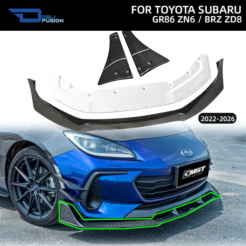 

Передний сплиттер (с низкой накладкой и аэродинамическими элементами) 4 шт. для Subaru BRZ ZD8 2022-2026 в стиле HKS, карбоновые внешние модифицированные аксессуары