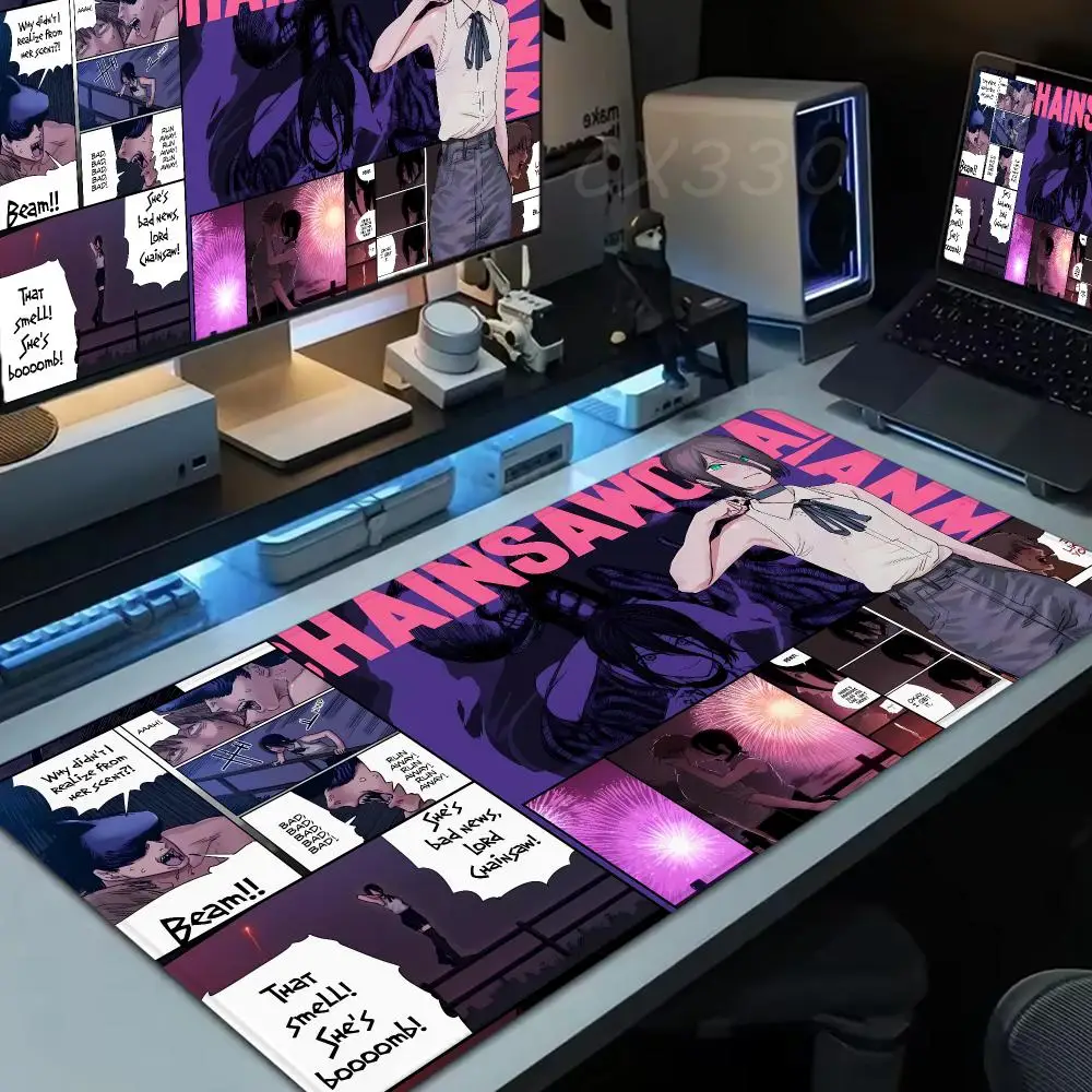 Reze Chainsaw Man Mouse Pad Large Computer Mousepad Office 1000x500mm XXL Pc Gamer Non-slip Rubber Keyboard Deskmat