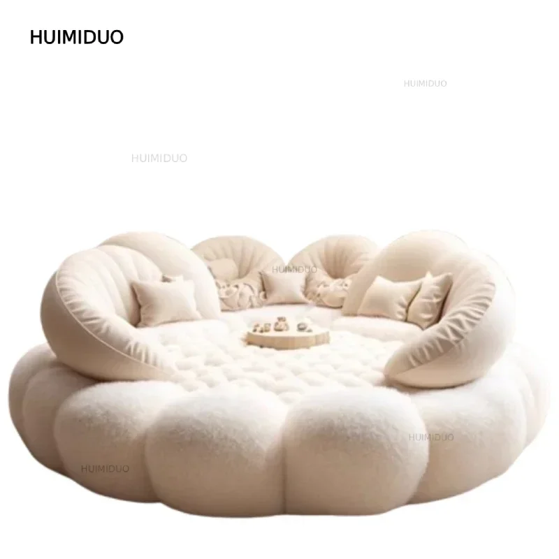 Round Aesthetics Soft Bed Frame European Full Master Bedroom Hotel Create Bed King Size Fashionable Modern Cama Casal Furniture