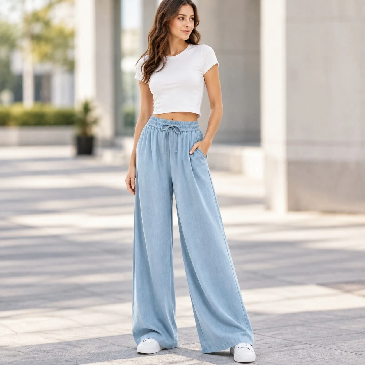 Casual Loose Fit Pants with Patchwork Relaxed Waist Full Length Japanese and Korean Casual Summer Regular Thickness Women Pants