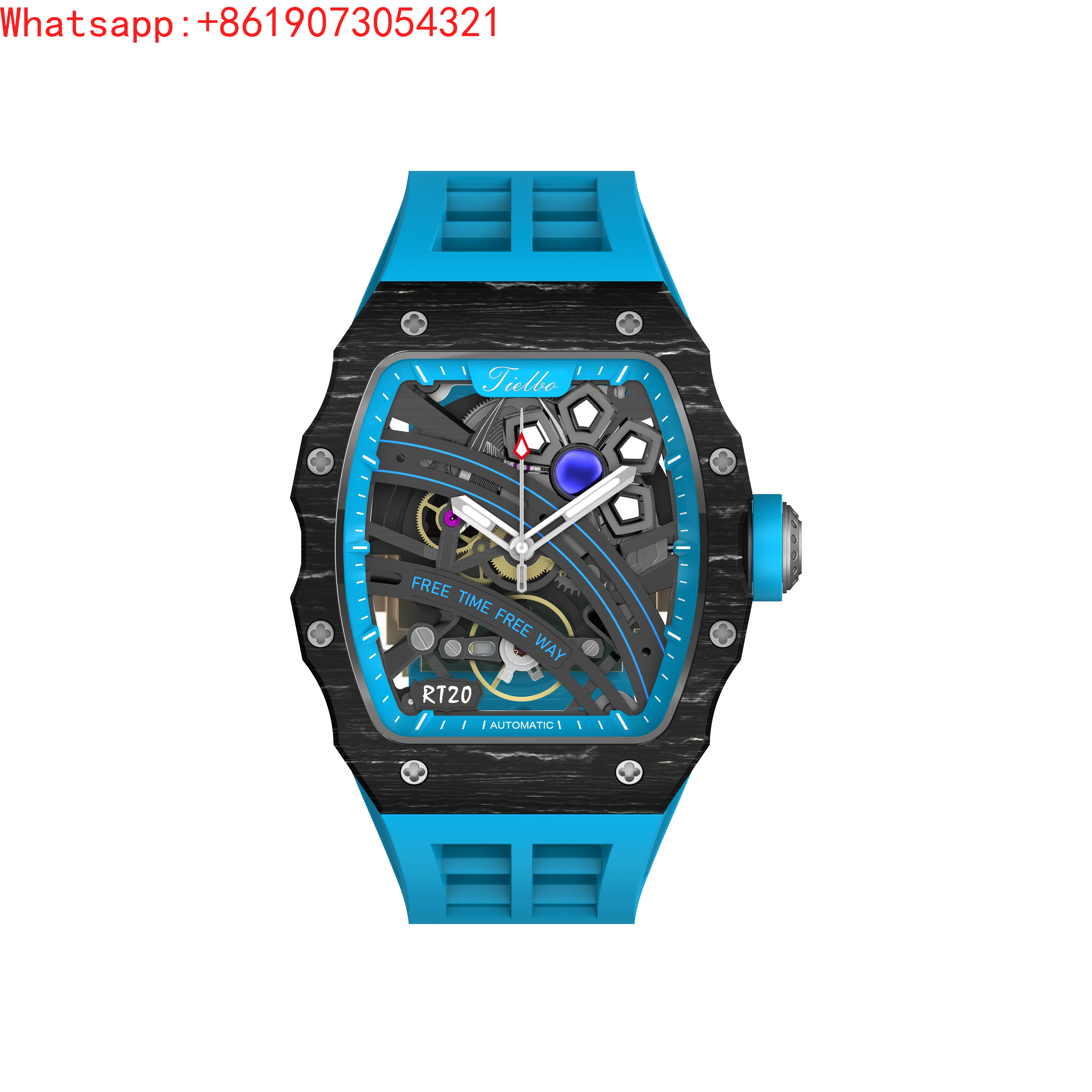 The Great Qin Empire Yayun Series 506 Men's Carbon Fiber Mechanical Watch Silicone Strap Waterproof Luminous Watch