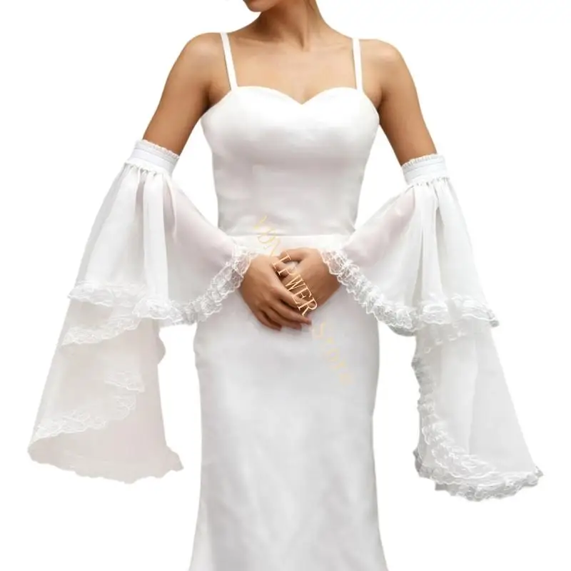 Decorative Arm Sleeves with Lace Trim Elastic Cuffs Arm Covers For Wedding Party D08E