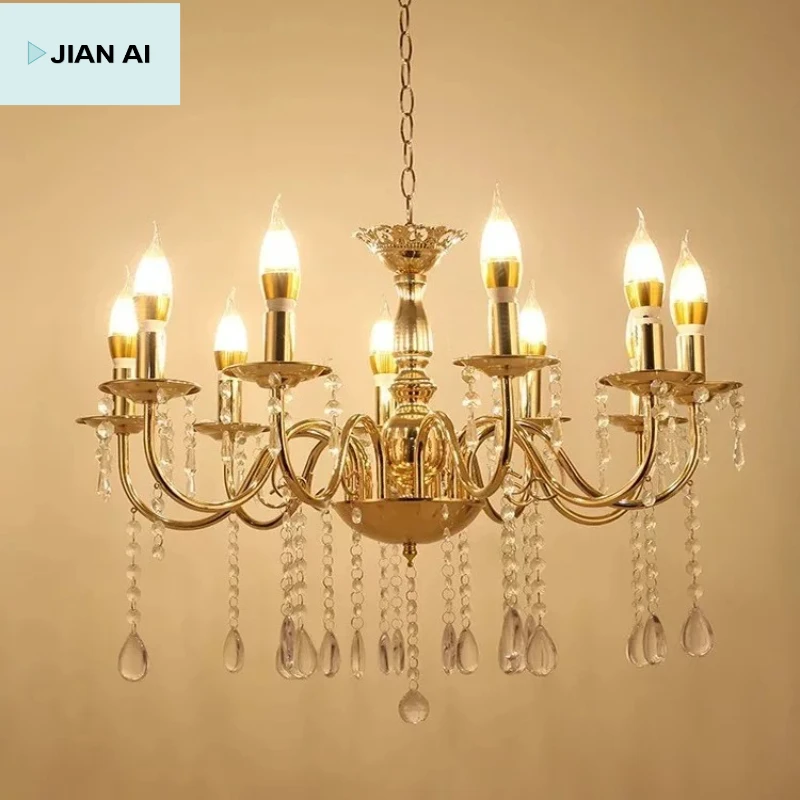 

American Retro LED Wedding Lighting Electroplated Iron Acrylic Pendant French Chandelier Stage T-stage Hall Room Decoration