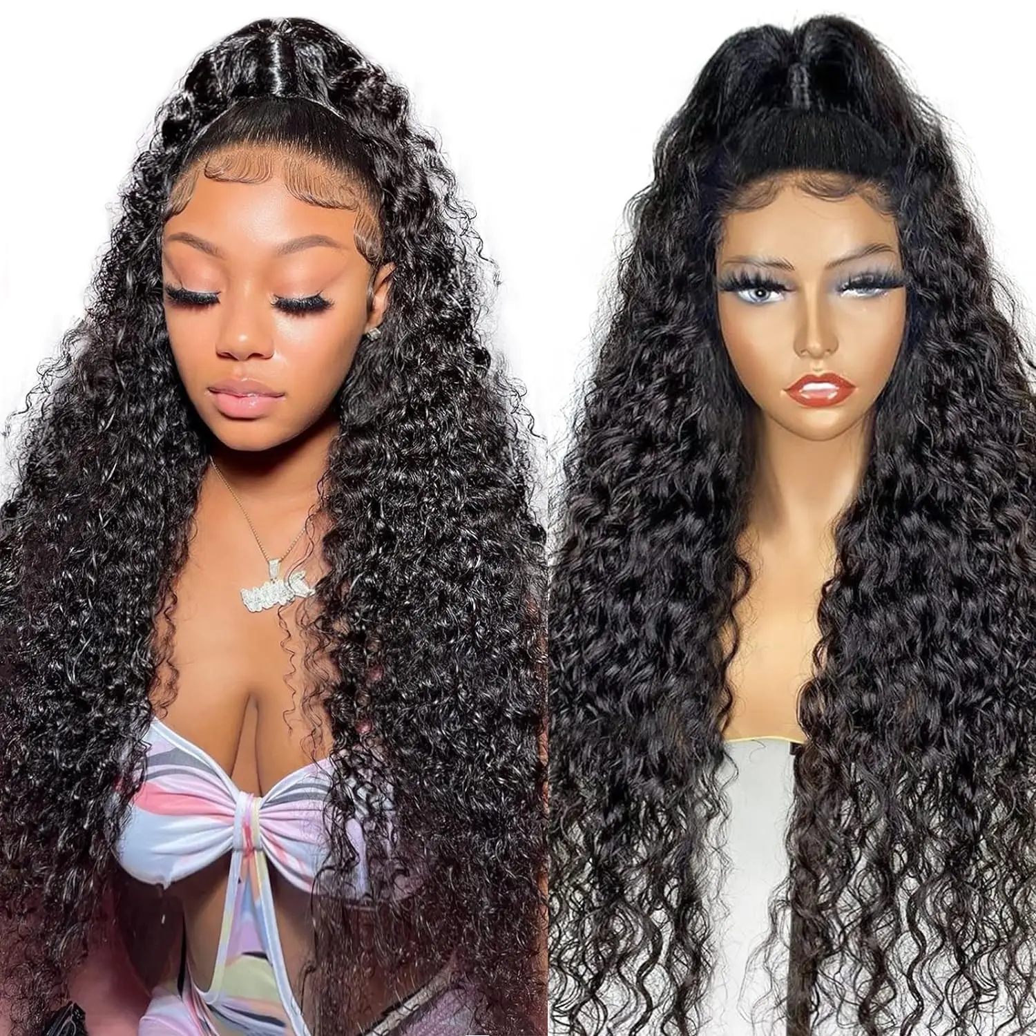 Deep Wave Frontal Wig 13x6 HD Lace Transparent Frontal Wig 30 32 Inch Deep Wave Lace Front Wig 13X4 Human Hair Lace Frontal Wig