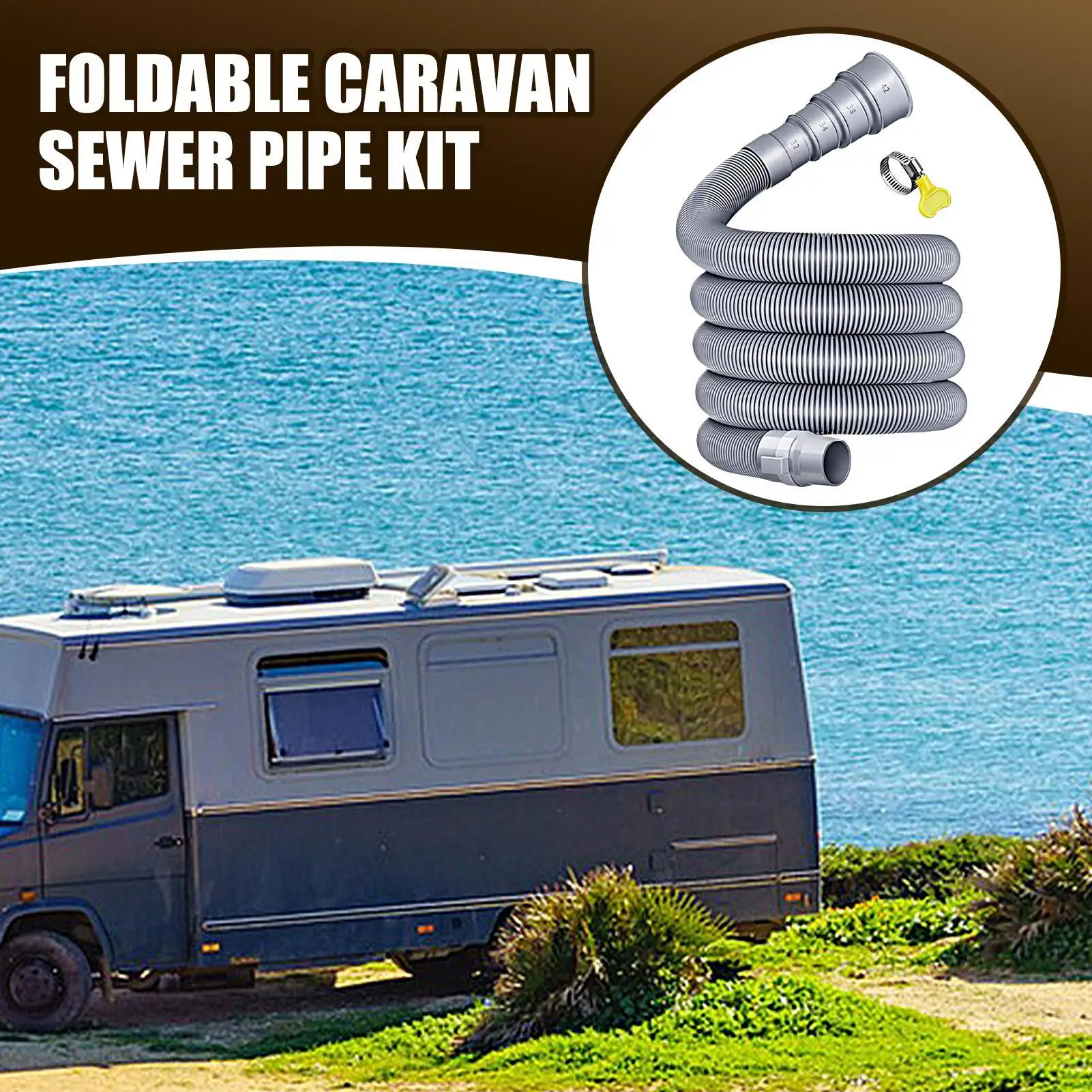 3/4/ 5m Caravan Sewer Pipe Kit Foldable RV Trailer Sewer Hose With Adjustable Adapter Clamp Leakproof Hose travel Rv Accessories