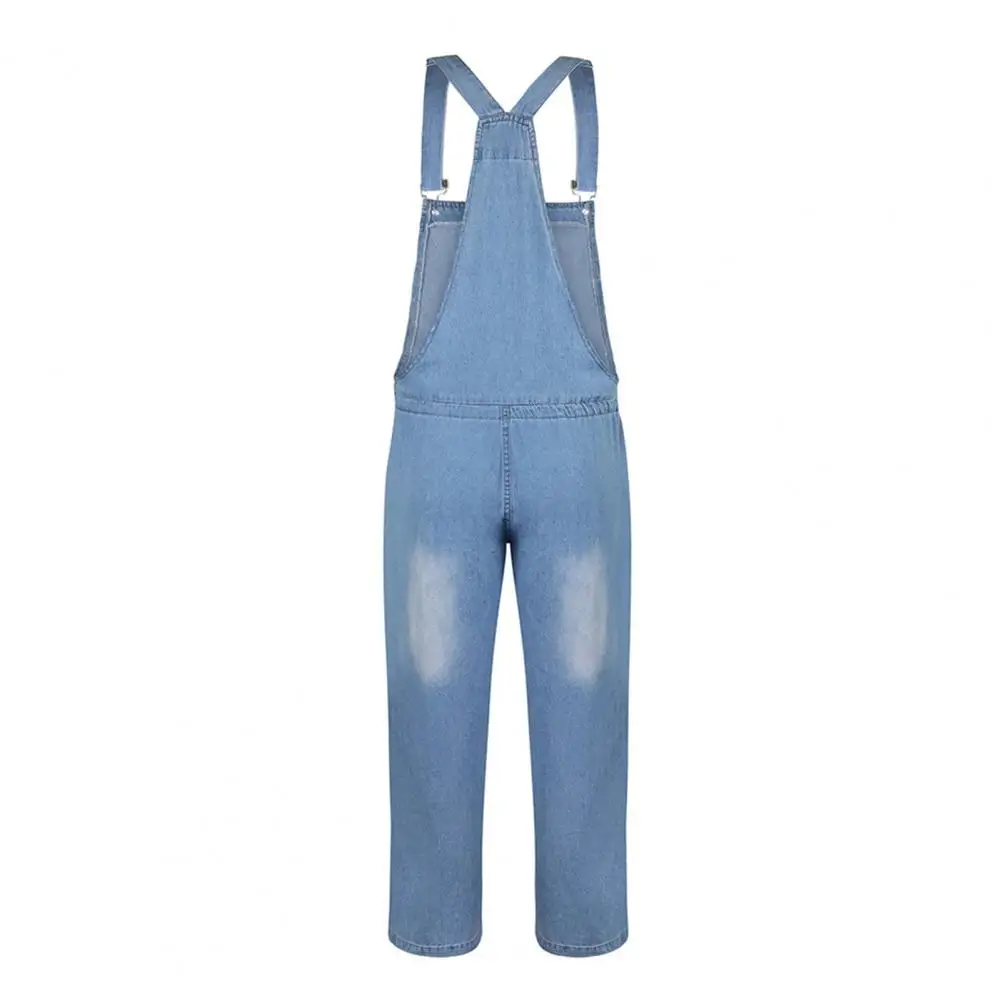 Women Jumpsuit Drawstring Design Baggy Denim Waist Tighten Strap Jumpsuit for School