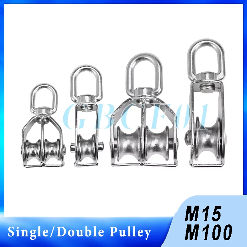 

304 Stainless Steel Single/Double Pulley-Fixed Lifting Eye Pulley Load Bearing Pulley for Wire Rope Chain Pul M15-M100ling Hoist