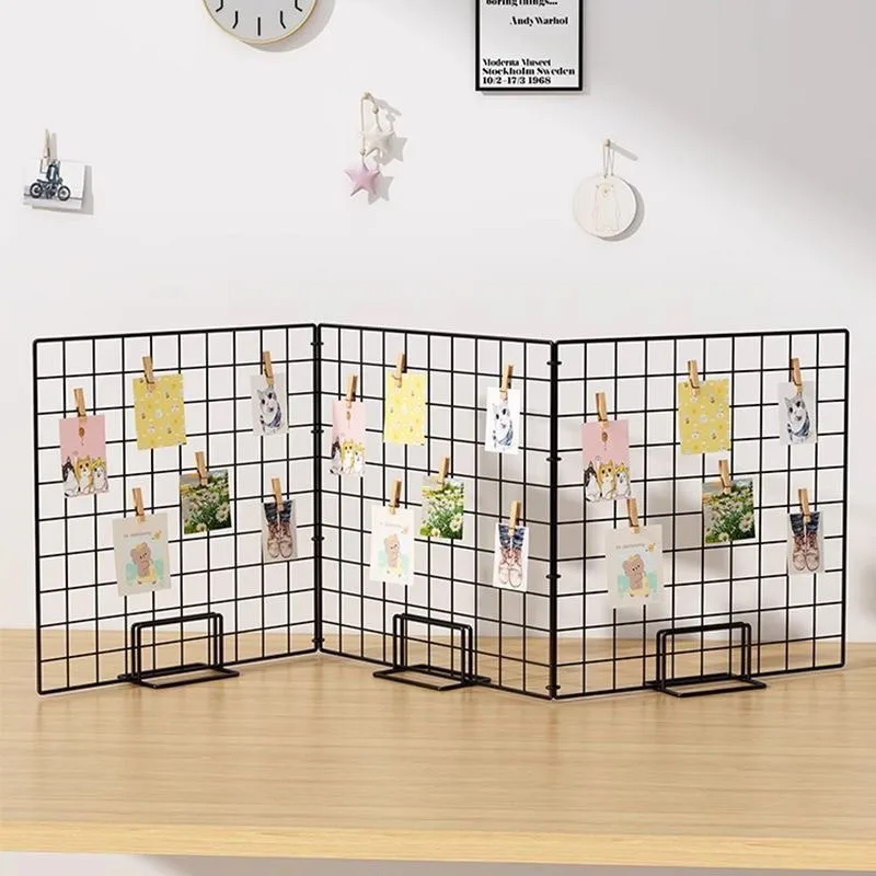 Heavy-duty Foldable Iron Mesh Display Rack for Kindergarten Artwork -Multi-functional Desktop Photo Frame and Craft Storage Rack