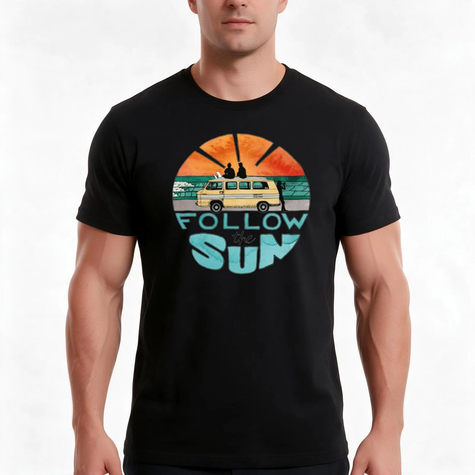 follow the sun T-Shirt Summer Casual Cotton Tee Oversized Streetwear Tops Vintage Graphic Print Loose Fit Short Sleeve