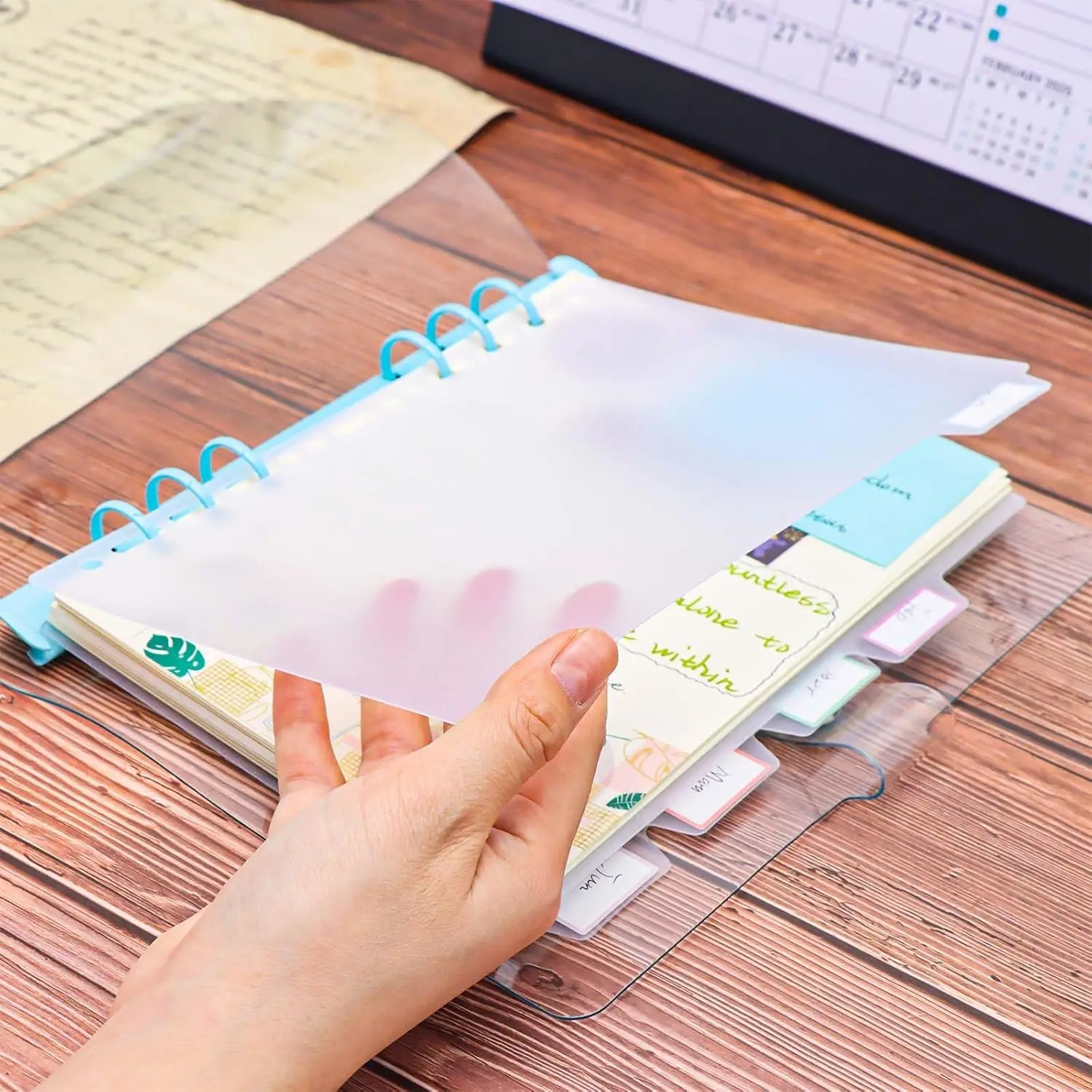 A4 A5 B5 فواصل الموثق Genera ثقوب الموثق مؤشر 5 علامات التبويب متجمد البلاستيك مخطط مقسم ل حلقة مستديرة الموثق ورقة حامي #6