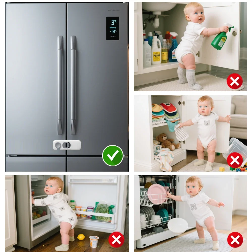 2pcs Anti Pinch Locks For Cabinet Cupboard Drawer Refrigerator Baby Safety Lock Child Proof Latch Kids Protection Security