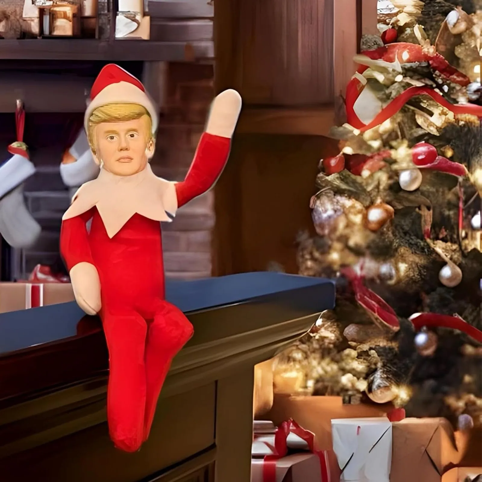 Trump on a Stump Christmas Elf  - Explore Characters Stuffed Toy Plush Doll Sofa Accessories Home Decoration Toy Holiday Gift