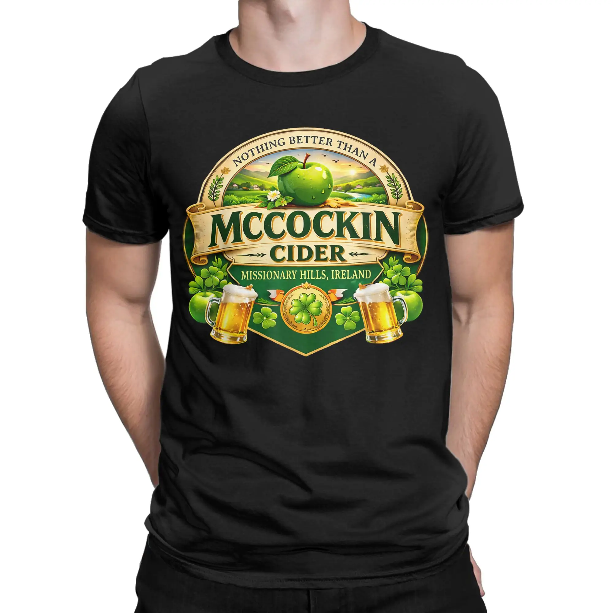Men's T-Shirts McCockin Cider McCain FunnySt Patricks Day Adult Humor Funny 100% Cotton Tees T Shirts Crew Neck Clothes Summer