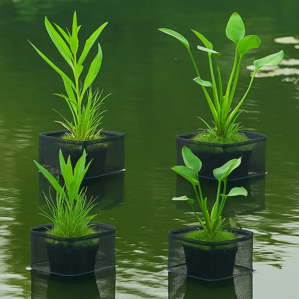 

4Pcs Breathable Mesh Pond Plant Baskets Square/Round Reusable Aquatic Planting Bags Multi-purpose Enhanced Root Hydration
