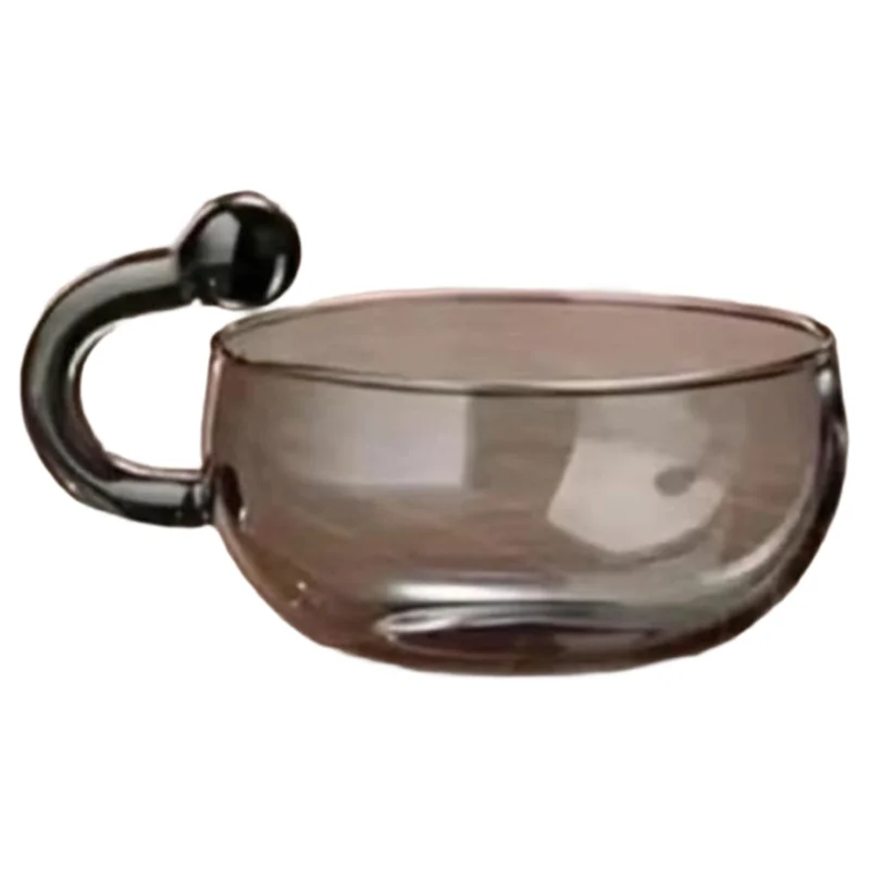 

BAAJ-High Aesthetic Nordic Style Glass Teapot, Heat-Resistant Gray Coffee Cup, Household Rat Tail Design