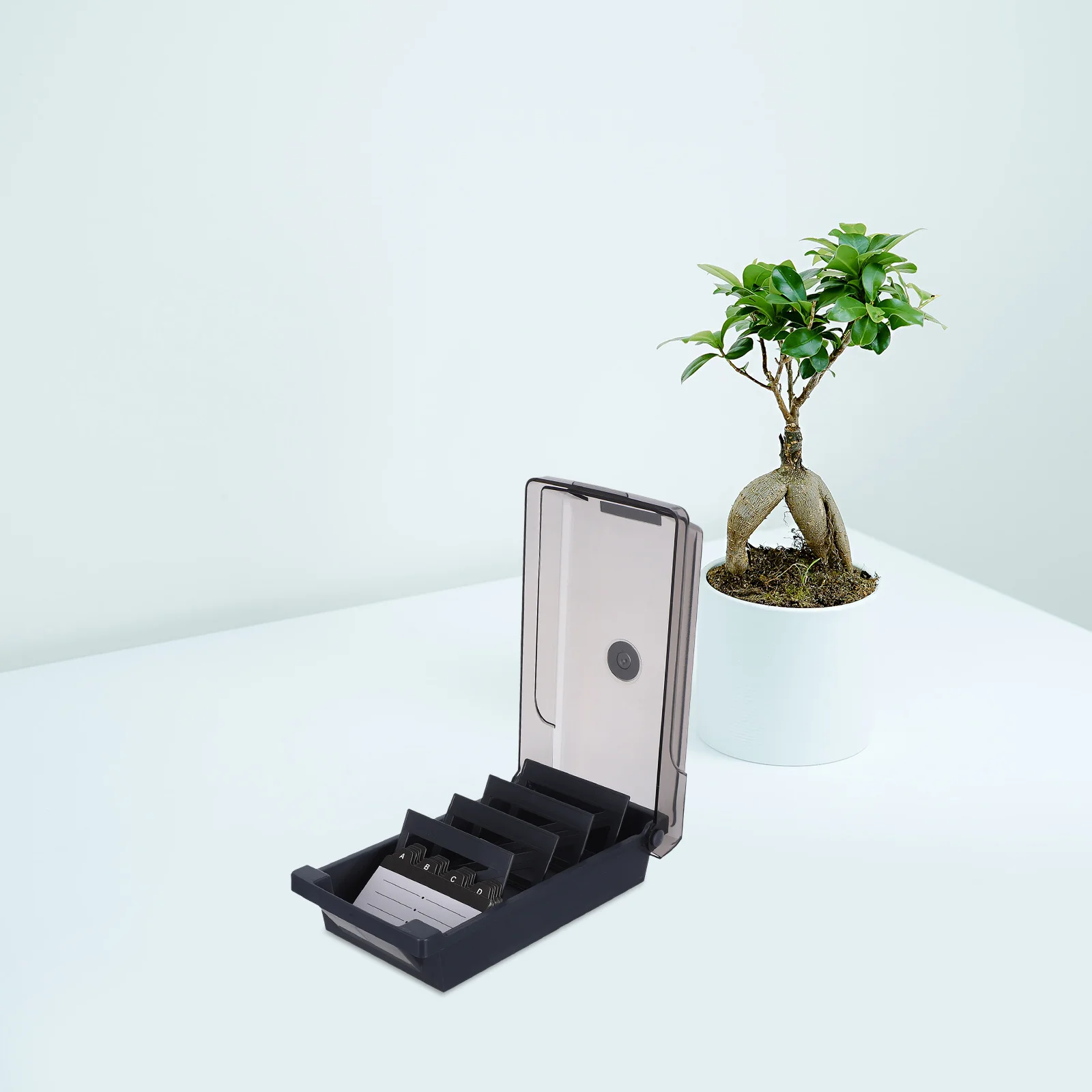 صندوق تخزين بطاقات العمل بسعة كبيرة 500 بطاقة منظم بناء أنيق ومقصورات متعددة