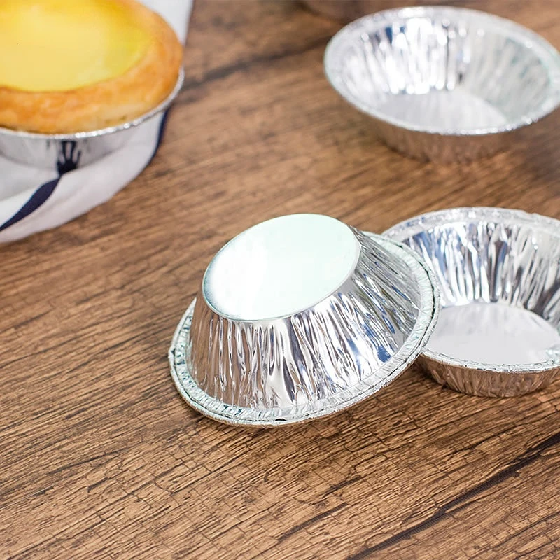 100pcs Disposable Aluminum Foil Baking Cups Egg Tart Pan Cupcake Case Tar Cake Mold Bakewares with Tin Barbecue Seasoning Cup