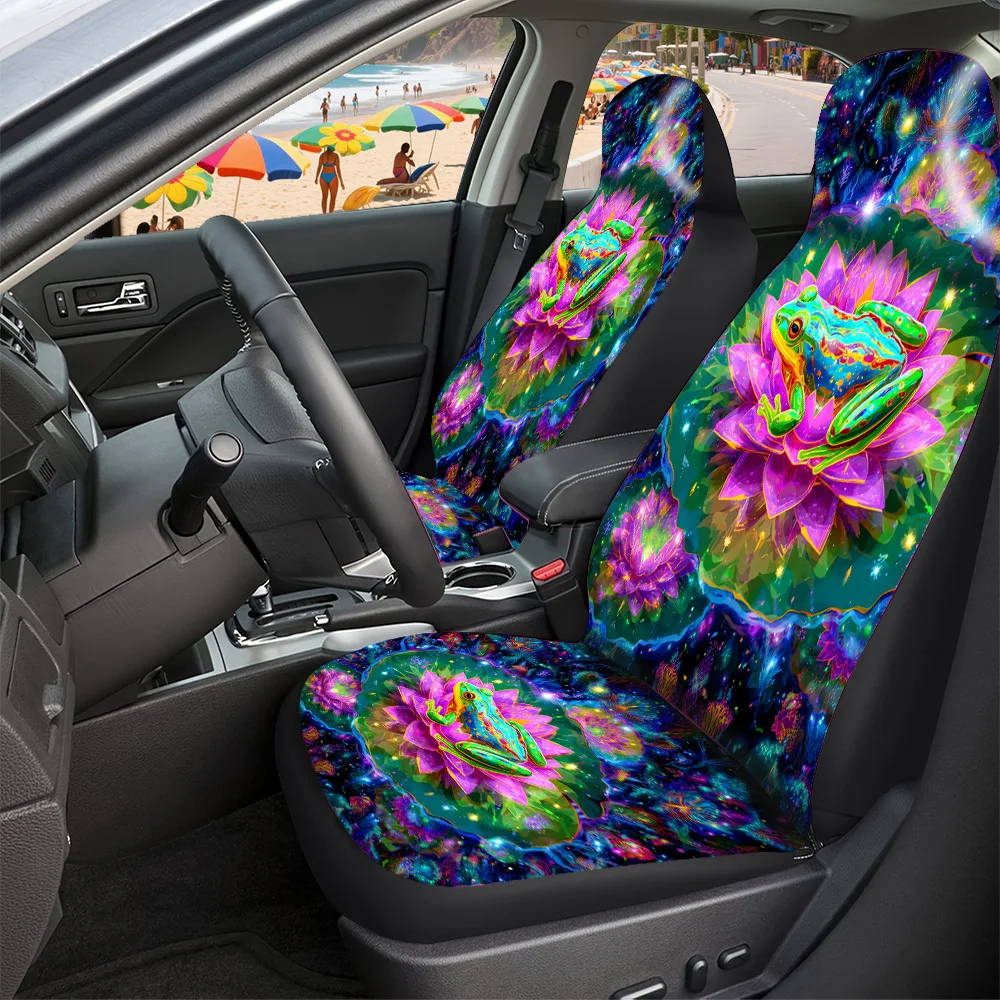 2-5 Seat Set Car Seat Covers Breathable Frog For Lotus Pattern Protection For Truck SUV Off-road Car Celebrate Halloween Christ