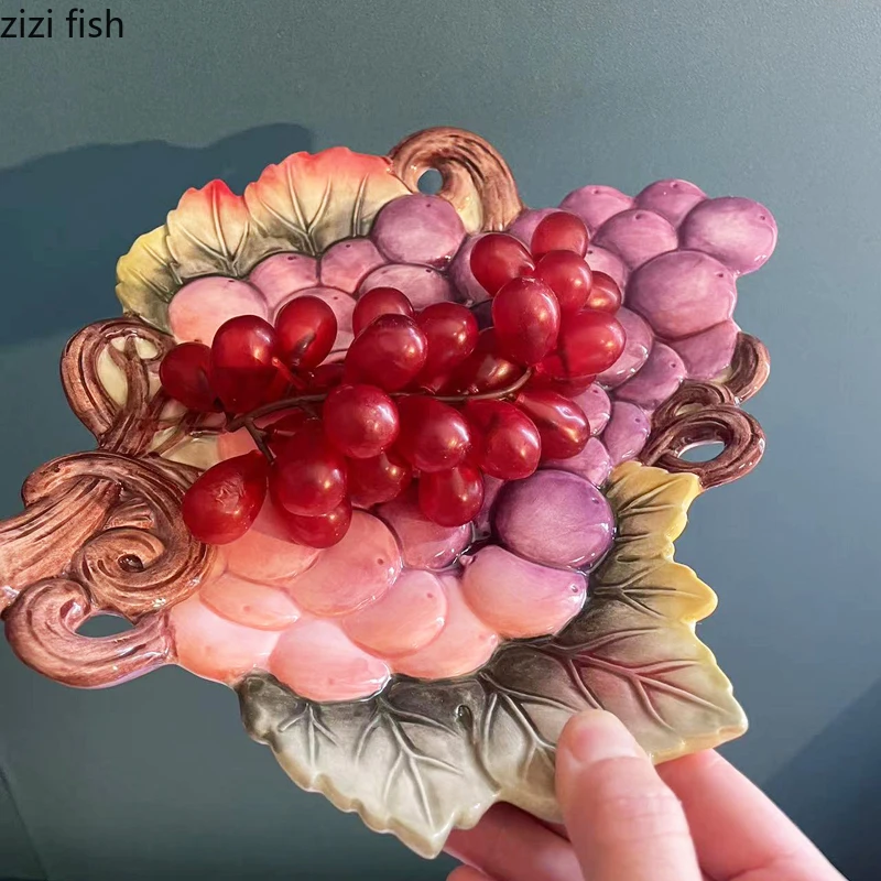 

Grape Ceramic Plate Fruit Plates Decorative Plates Dessert Plates Dim Sum Dish Salad Bowl Snack Tray Sushi Dish Jewelry Tray